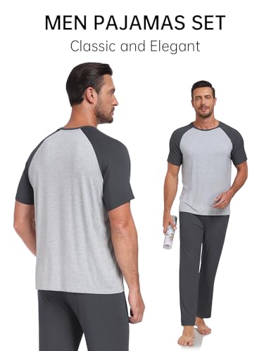 EA'S SECRET Men's Bamboo Rayon Pajama Sets Summer Lightweight Pajamas Soft Short Sleeve Lounge Sleepwear With Pocket3