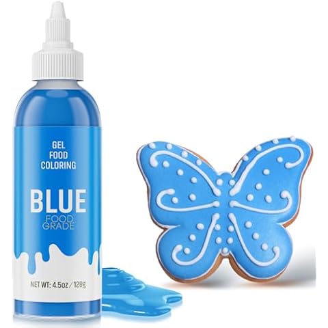 Food Coloring Gel for Baking, Cake Food Coloring 4.5OZ Vibrant Gel Food Dye for Easter Egg,Icing, Fondant, Macaron, Frosting, Cookie, Gluten Free Vegan Tasteless Large Size (128g)/Bottles - Blue Cover
