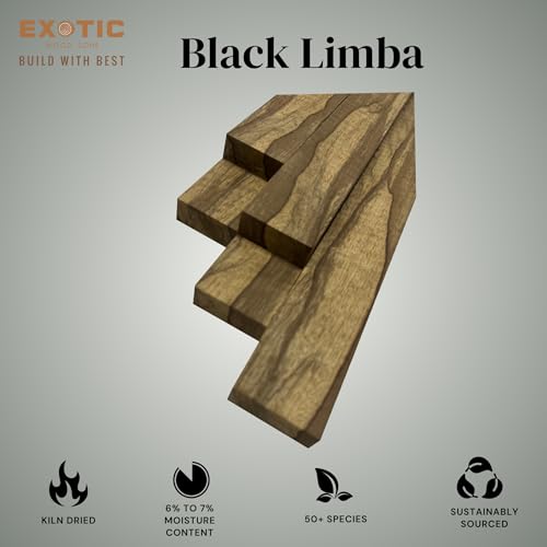 5 Pack Black Limba Cutting Board Lumber 3/4\" x 2\" x 16\" Exotic Wood for Woodworking, Cutting Boards & DIY Craft Supplies by Exotic Wood Zone