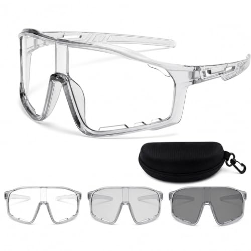 Image of Gray Photochromic Sunglasses for Men, Sports Sunglasses Set