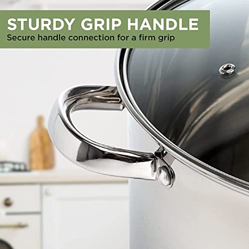 Image of Stainless Steel with Toughen Glass Lid Handi Set /Dutch Oven Induction & Gas Stove Friendly Cook and Serve Handi Set with Toughen Glass Lids with Dishwashing Rag Free (1.5 Liter)