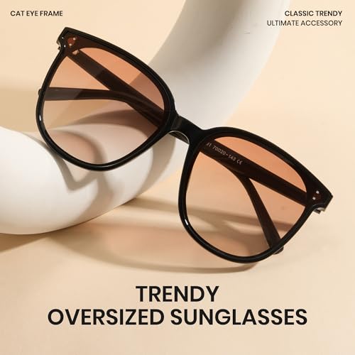 Image of Cyxus Oversized Cat Eye Sunglasses for Women Polarized Lens UV Protection for Beach Music Festivals Shopping 1902