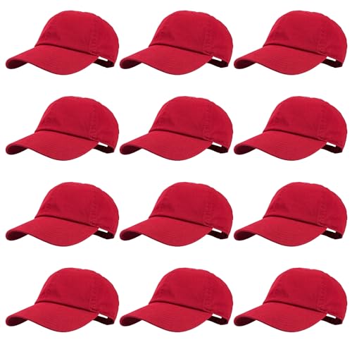 Image of Gelante Baseball Caps Hats 100% Cotton Plain Blank Adjustable Size Wholesale Bulk of 12 Pack