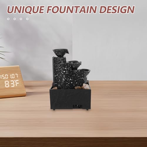 Fuente de agua portátil Toddmomy de resina negra para mesa y jardín 7