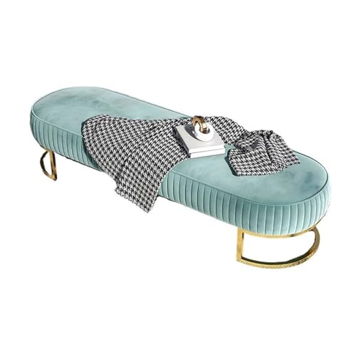Banc de rangement d'entrée en métal vert de 100 cm avec pouf en mousse de haute densité