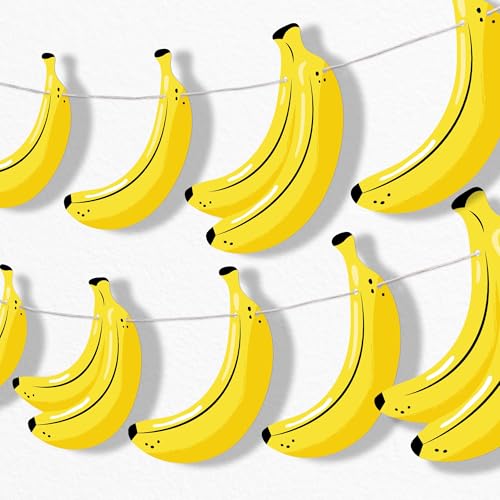 Big Dot of Happiness Lets Go Bananas Garland Banner Tropical Party Birthday Decorations Fruit Banner 30 Feet of Cord 15 Double-Sided Yellow Banana Bunches