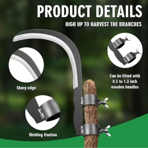 Image of Shree Somgiri Grass Sikle Cutter Head, Manganese Steel Blade, 20 cm Curved Blade, Silver, Manual Operation for Grass and Weeds