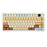 X F75 MAX と互換性のあるキーボード コンパクト 75 パーセント ANSI レイアウト有線 2 ​​4GHz ワイヤレスメカニカルキーボード TFT スクリーンとノブ付き(Caramel Pudding)