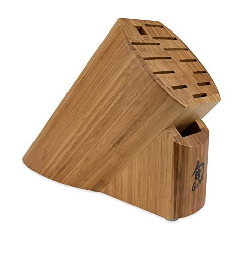 Shun Bamboo Oval Knife Block, 13 Slot Large Knife Holder, Made from Genuine Bamboo, Kitchen Storage for Professional and Home Chefs
