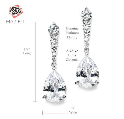 Mariell Cubic Zirconia Wedding Drop Earrings, Teardrop CZ Crystal, for Brides, Bridesmaids, Prom Gift4