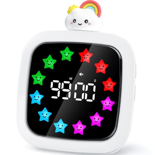 Yunbaoit Visual Timer, Rechargeable 99-Minute Silent Countdown Timer, 9 Optional DIY Color Display, Time Management Tool for Kids and Adult (Rainbow)