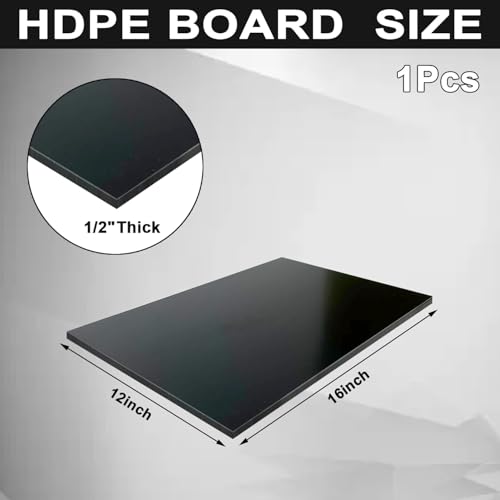 Image of High-Density Polyethylene (HDPE) Plastic Sheet 1 /2 inch Thick 12 inch X 16 inch- Black HDPE Sheet,for Machining, Home Improvements, DIY Projects, Engineering,High-Density Polyethylene Plastic Block (Pack of 1)
