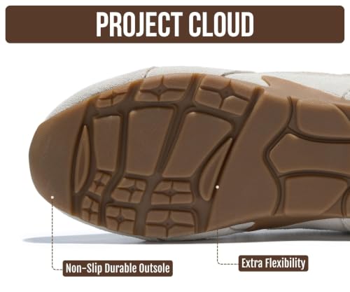 Image of Project Cloud Leather Barefoot Shoes Women - Memory Foam Lace-Up Womens Sneakers - Lightweight & Non Slip Womens Shoes Casual - All-Day Women's Fashion Sneakers for 2026