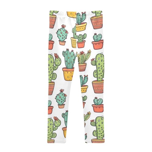Cacti Succulents Doodle Hand Draw Girls Leggings Kids Yoga Pants Dance Active Tights 4T2