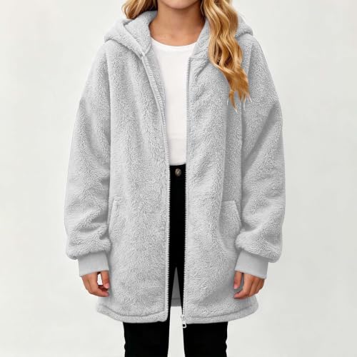 VXRDJU Girls Fleece Jacket Oversized Sherpa Zip Up Hooded Outwear - image 2