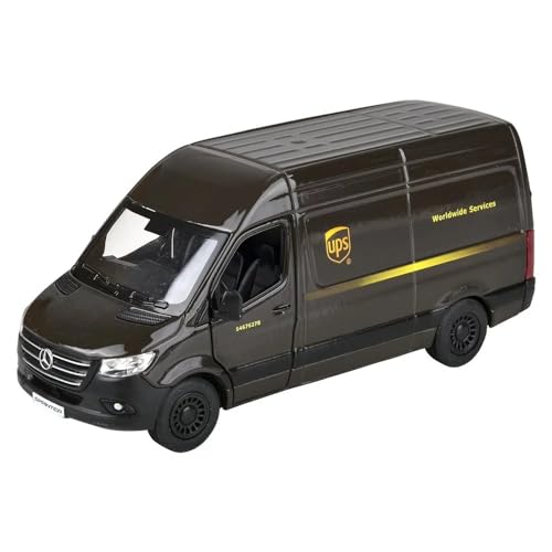 Diecast Pull Back UPS Delivery Van (1 Pack) (5\") with Pullback Motion - Compatible with Mercedes-Benz Sprinter UPS Edition Delivery Van 1:48 Scale (One UPS Truck) - Thumbnail 2