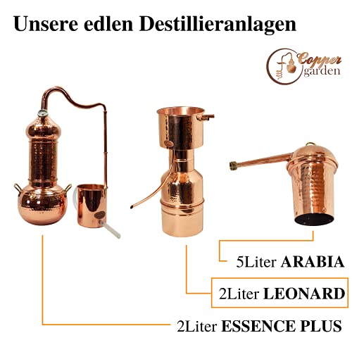 Foto von CopperGarden Kupfer Destille LEONARDO 2 Liter I Kleindestille nach Dr. Helge Schmickl mit Aromasieb I Legales Destilliergerät für ätherische Öle/Hydrolate/Düfte/destilliertes Wasser etc.