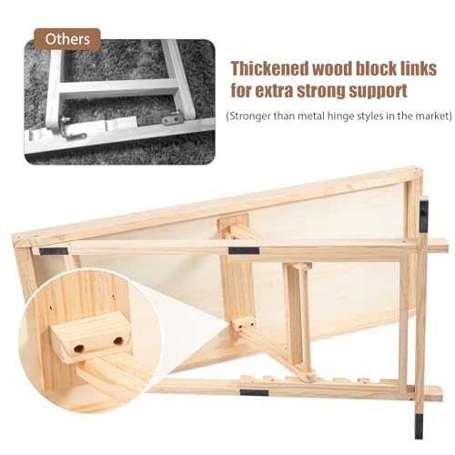 Trintion Adjustable Wooden Dog Ramp Height Adjustable 30-60 Cm Non-Slip Carpet & Foldable Design For Cars Beds Sofas Supports 100kg Dog Ramp Foldable Height Adjustable Pet Stairs Non-Slip Ramp - Image 6