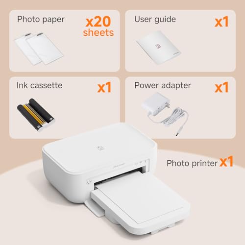 Image of HPRT Photo Printer 4x6 inch+20 Sheets Photo Paper & 1 Ribbon,White, Wi-Fi Full-Color Instant Phone Photo Printer for iPhone, Android, Smartphone,Dye-Sublimation Impresora De Fotos for Home Use