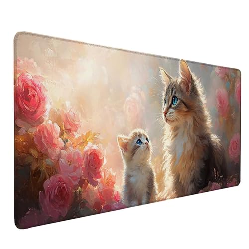 Tapis de souris grand format rose 800x300mm sous main imperméable anti-rayures bureau chat lsy2603A4