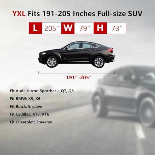 Image of Tecoom SUV Car Cover Waterproof All Weather, Hail Protector for Automobiles w /Zipper Door, Cotton Backing UV Protection Car Covers Outdoor Indoor, Snowproof Universal Car Tarp Fit for 191 inch-205 inch SUV