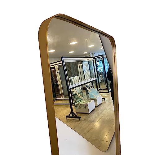 Espelho Grande Corpo Inteiro De Parede Moldura Aço 170x70cm Industrial - Dourado