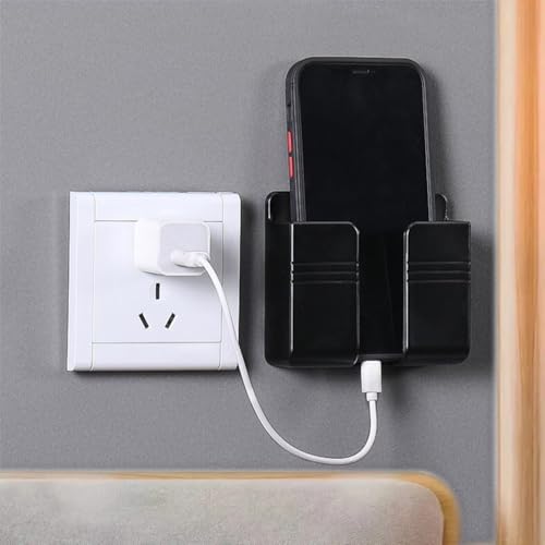 Image of Prolet Wall Mounted Mobile Holder Storage Case for Remote, Wall Mounted Mobile Stand /Multi Purpose Stand with Hole for Phone Charging (Black-P3, Pack of 3)
