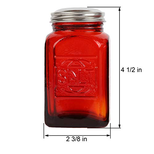 Trenton Gifts Old-Fashioned Salt and Pepper Shakers, Red Depression-Era Glass Kitchen Decor