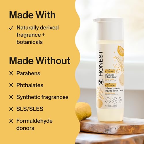 Image of The Honest Company 2-in-1 Cleansing Shampoo Body Wash, Gentle for Baby, Naturally Derived, Tear-free, Hypoallergenic, Citrus Vanilla Refresh, 10 fl oz