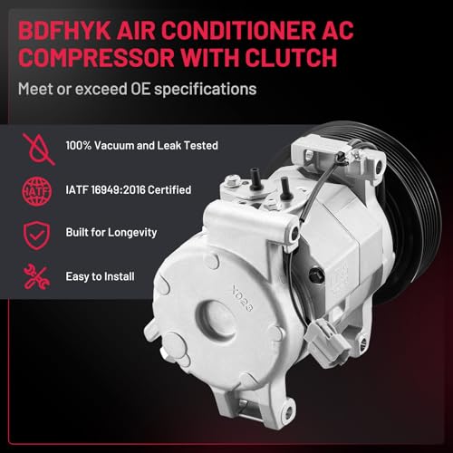BDFHYK Air Conditioning A/C Compressor with Clutch Compatible with Honda Accord 2.4L 2003-2007, Replacement 78389, 77389, 19187872