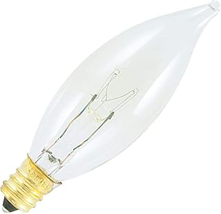 Bulbrite 493125 25CFC/25/2 25-Watt Incandescent Flame Tip CA8 Chandelier Bulb, Candelabra Base, Clear