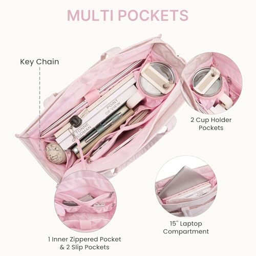 Image of G4Free Tote Bag for Work, Lightweight Structured Large Tote Handbag with Multi-Compartment and 40oz Cup Holder for Women