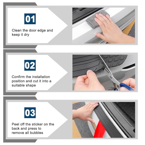 Image of STHIRA Car Rear Bumper Protector 41 x 3.4 Inch Trimmable Anti-Scratch Rubber Guard, Universal Non-Slip Strip for SUV Sedan Hatchback, Durable Scratch-Resistant Black Rear Bumper Cover