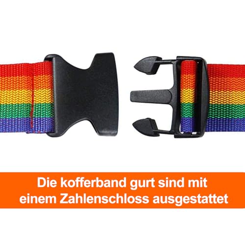 2 Stück Kofferband Gurt, Einstellbare Kofferband, Bunt Auffällig für Schnell erkennen Gepäck Reisetasche Koffer (Bunt)