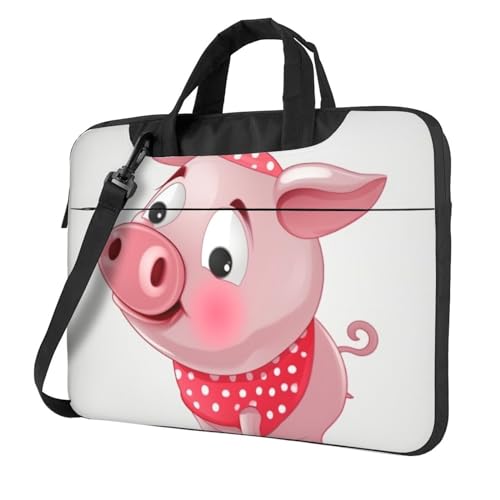 Sac à bandoulière pour ordinateur portable motif cochon rose antichoc solide