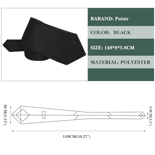 Puistr Men'S Ties Solid Pure Color 3.15 Inch (8Cm) Necktie Plain Formal Black Ties For Men thumb #4
