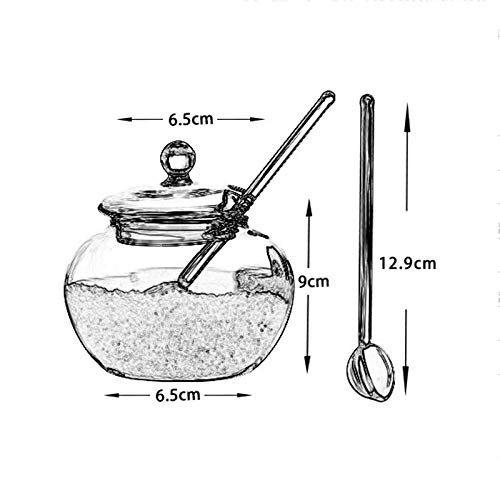 Zuccheriera MINGEZE 250 Ml In Vetro Con Coperchio E Cucchiaio - Design Moderno E Trasparente - Foto 13
