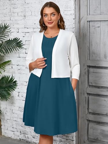 Image of AusLook Plus Size Midi Dress for Women Sleeveless Casual Summer Tank Dress with Pockets A-Line Loose Swing Dress 1-5X