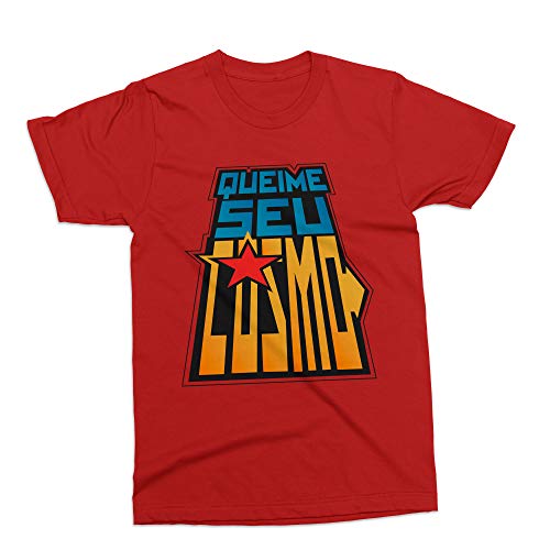 Camiseta Cavaleiros do Zodíaco Queime Seu Cosmo Preta Vermelha Adulto Unissex (Preta, P)