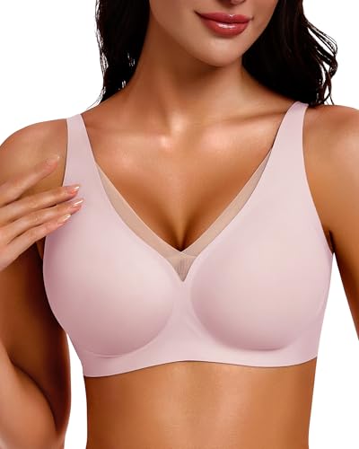 Image of Gailife Deep V Jelly Bras for Women No Underwire Wireless Seamless Push Up Bra Comfort Support Plunge Bralette Full Coverage