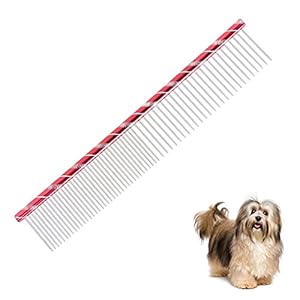 Kam voor Het Verzorgen van Huisdieren, Dunne en Dichte Dubbele Tand Open Knoop Kam, Hulpmiddel voor Het Verzorgen van Huisdieren voor Lang- en Kortharige Honden, Katten en Andere Huisdieren(Rood)