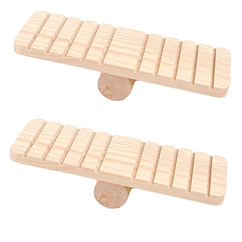 WEKADRIN 2 Stück Holz Wippe für Kleintiere Teiliges Natürlicher Kauspielzeug für Hamster Meerschweinchen Interaktives Seesaw Fördert Aktivität und Zahnpflege Geeignet für Kleine Haustiere