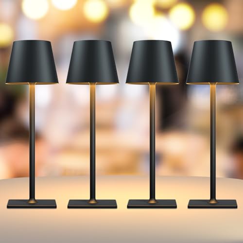 Image of Yogaret 4 Pack Rechargeable Cordless Led Table Lamps,Cordless Lamp with 6000mAh Battery Operated, Portable Indoor /Outdoor Table Lamp for Patio Restaurant Home Dinner Dining Kitchen