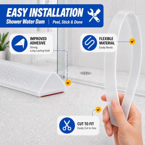 Image of 0.55in Transparent Shower Water Dam 39 Inch Mini Trapezoid | Dry and Wet Separation Door Dam Water Stopper Kitchen Shower Threshold Silicon Water Blocker