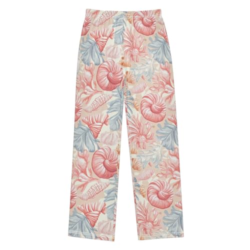 Boys' Pants Coral Seashell Pink Blue Long Bottoms Jogger Pants Elastic Waist Trousers with Pockets S-XL