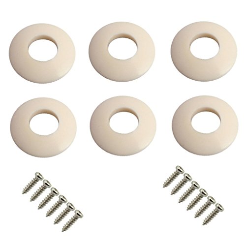 SGerste Lot de 6 rondelles en plastique blanc pour mécaniques de guitare - Les Beatles, Paul McCartney, John Lennon, RIngo Starr, George Harrison SGerste Lot de 6 rondelles en plastique blanc pour mécaniques de guitare – Image 3