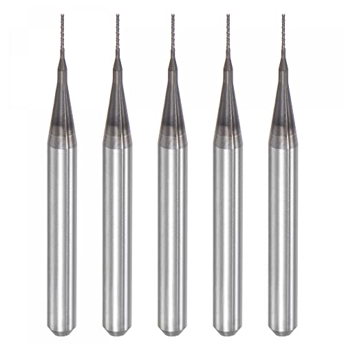 Image of uxcell End Mill CNC Router Bits, 0.4mm x 3mm 1 /8 inch Shank Diamond Film Coated Carbide Engraving Bit Milling Cutter Left Hand for PCB Plastic Fiber Wood 5pcs