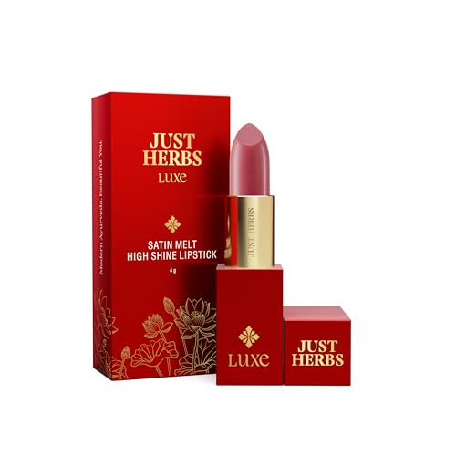 Image of Just Herbs Luxe Satin Melt High Shine Lipstick | Luxury Makeup | Ayurvedic Formula | Long Lasting Shine | Ayurvedic Lipstick - 4 gm (03 WHISPERED ROSE)