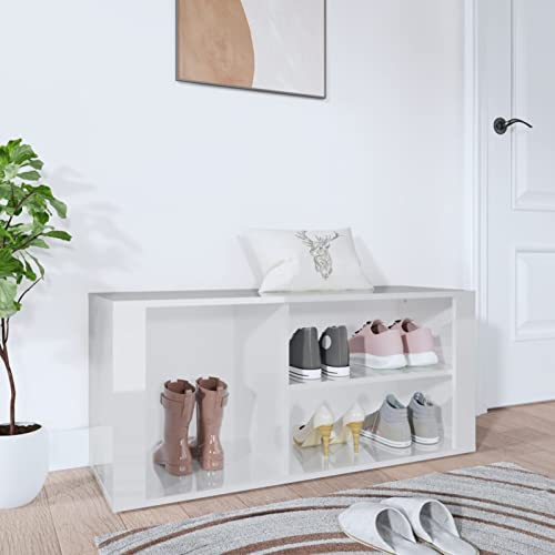 Skoskåp Högblank Vit 100x35x45 cm Konstruerat trä,Skoskåp Modernt smalt Skoskåp Hall Trä Förvaringsorganisatör