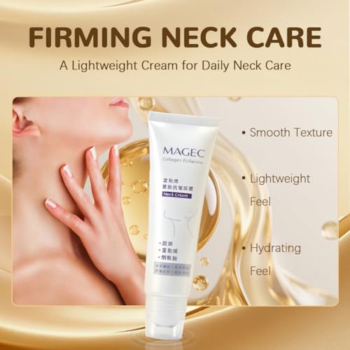 Generic Magic Collagen Fullerene Neck Cream, Tighten and Lift Firming Neck Cream for Crepey Skin, Collagen Neck Cream with Five Rollers, Reduces Wrinkles and Double Chin (1pcs)